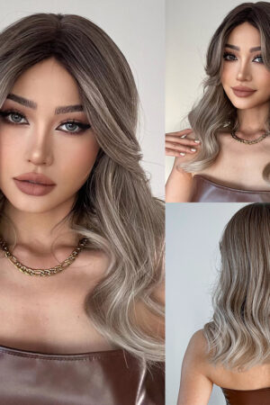 Wavy Ombre Brown to Blonde Wig for Sex Doll