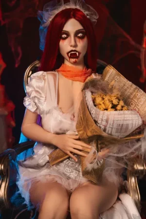 Carmisyn – Bloodthirsty redhead vampire Halloween sex doll with silicone head in oral structure