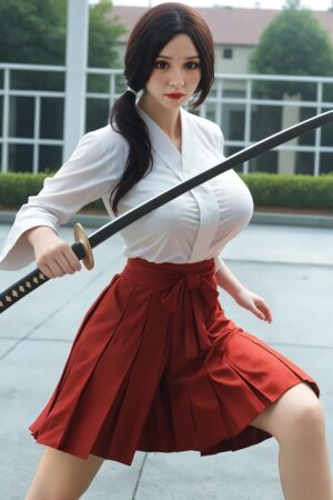 Richards - Miko Cosplay Japanese Sex Doll with Silicone Head